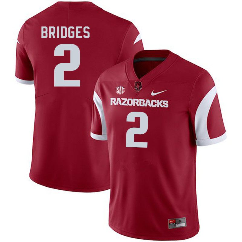 Men #2 Selman Bridges Arkansas Razorbacks College Football Jerseys Stitched-Cardinal